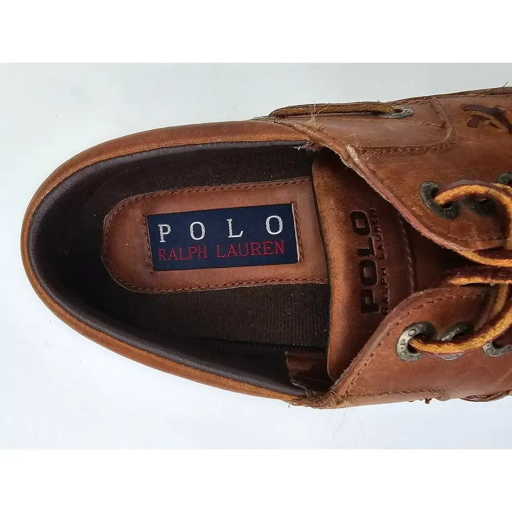 Polo Ralph Lauren Brown Leather Boat Shoes Rugged Sole Men's 11.5D